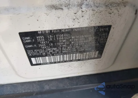 2015 Subaru Outback 2.5I Limited from USA, damaged, VIN 4S4BSALC1F3324009